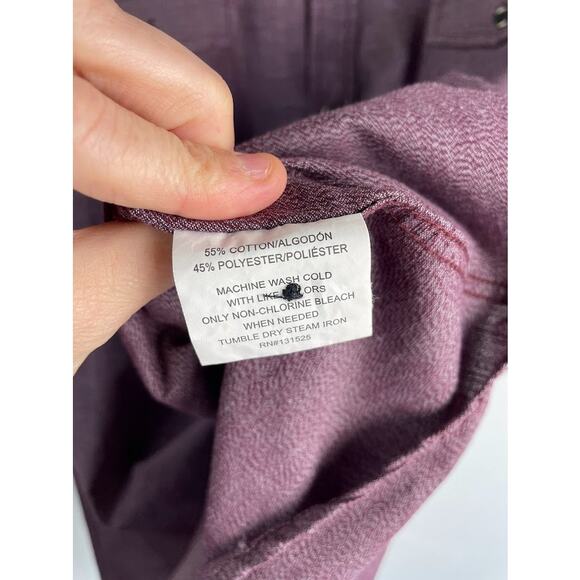 Western Button Up Shirt Mens Size 2XL Short Sleeve Burgundy Casual Shirt - Picture 6 of 12